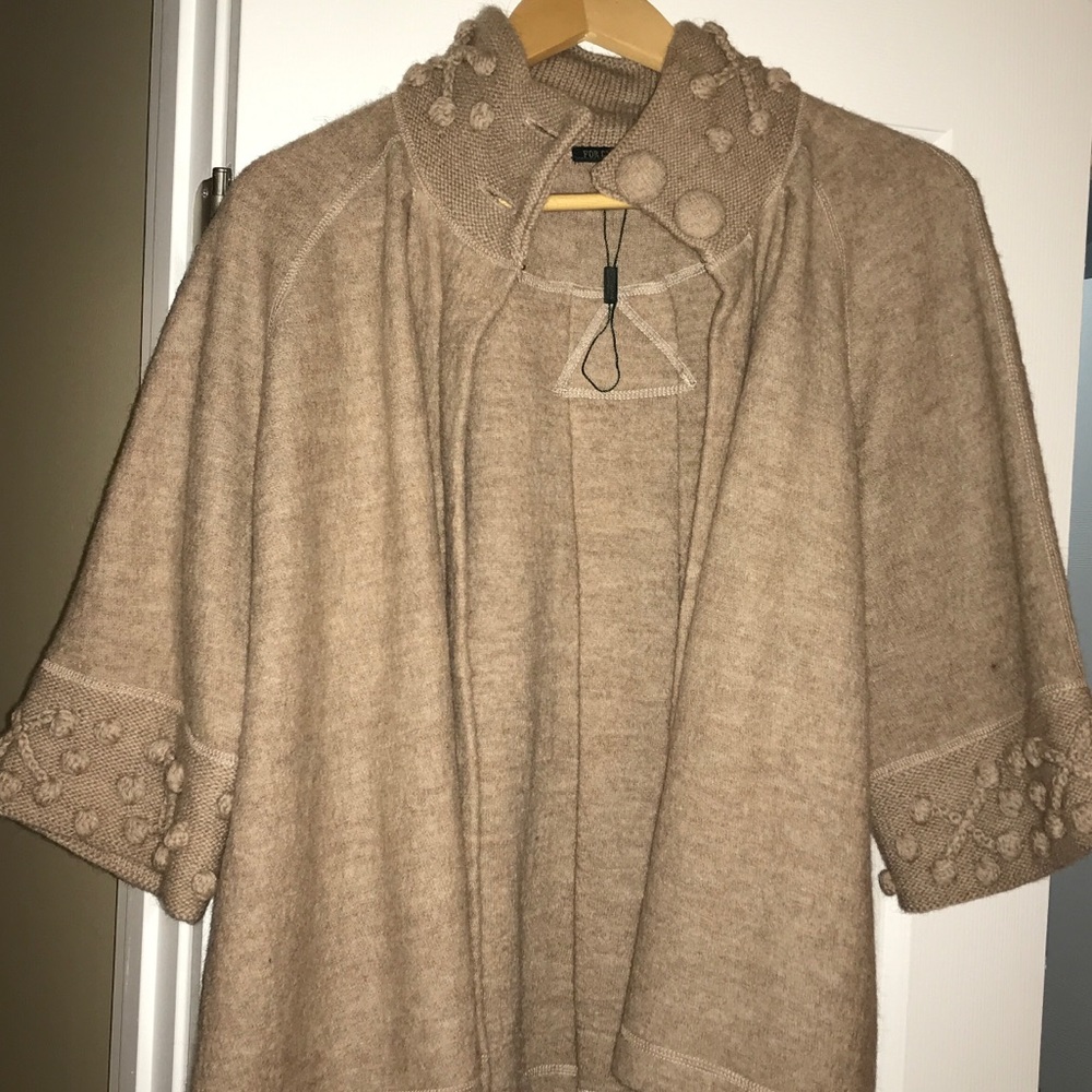 For Cynthia Beige Wool Shrug Sweater